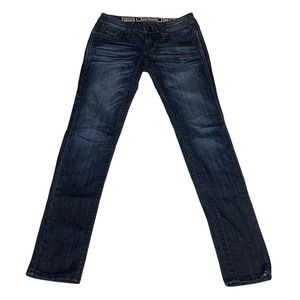 ROCK REVIVAL TARA SKINNY SZ 26 STRETCH DARK WASH DENIM BLUE JEANS EUC